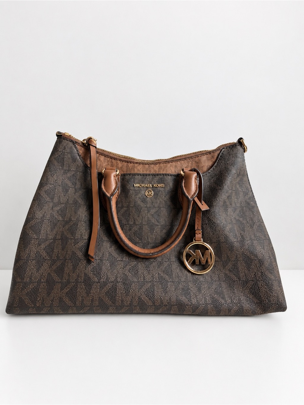 Michael Kors Brown and Tan Logo Satchel